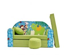 Z16+ Kindersofa Ausklappbar Schlafsofa Couch Sofa Minicouch 3 in 1 Baby Set + Kindersessel und Sitzkissen + Matratze