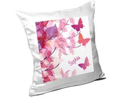Kissen mit Namen Sophia und schönem Motiv mit Schmetterlingen für Mädchen - Namenskissen personalisiert - Kuschelkissen - Schmusekissen