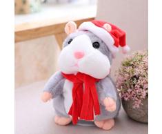 ILOVEDIY Sprechender Hamster Plüsch Cheeky Hamster Plüschtier Talking Toy Hamster interessante Kinder Plüsch Spielzeug Höhe 15cm (Hellgrau)