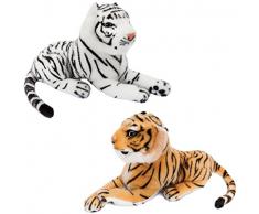 2er Set BRUBAKER Tiger weiß und braun ca. 25 cm Stofftier Plüschtier