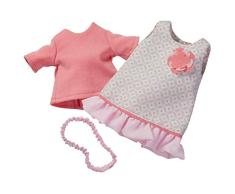 HABA 304583 - Kleiderset Sommertraum, Puppenzubehör für 32 cm große HABA-Puppen, Set aus Kleid, T-Shirt und Haarband, Spielzeug ab 18 Monaten