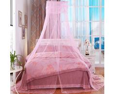 AIMTOP Moskitonetz Bett, Prinzessin Moskitonetz Mückennetz für Reise und Zuhause, Moskitonetz Bett Insektennetz Betthimmel für Doppelbett & Einzelbett, inkl. Klebehaken, Höhe 260 cm, Rosa