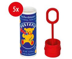 Pustefix Seifenblasen Set I 5 x Kleinpackung Klassik I Bunte Rainbow Bubbles Made in Germany I Seifenblasen für Hochzeit, Kindergeburtstag, Standesamt, Polterabend I 5 x 42 ml Vorteilspack