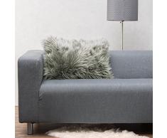 CelinaTex Cuddly Dekokissen 40 x 60 cm grau Langhaar Zierkissen dekoratives Fellimitat Sofakissen Kunstfell Kissen