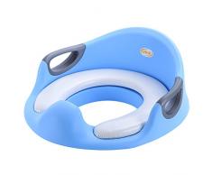 QHYK Toiletten-Training-Sitz, Toiletten Sitz für Kinder, passt auf runde und ovalen Toiletten, gepolsterte Sitzfläche, mit Spritzschutz, sichere rutschfeste Toilettentrainer, blau