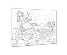 Einführungsangebot: Bilderdepot24 - Drache - Ausmalbild auf Leinwand, aufgespannt auf Rahmen - 50x40 cm - fertig gerahmt, direkt vom Hersteller