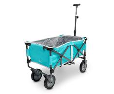 Navaris Bollerwagen faltbar Gummireifen Bremse - 85L Strand Wagen klappbar Kinder Transportwagen Handwagen Strandwagen - Traglast 50kg Grau Petrol