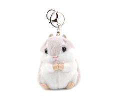 Hacoly Schlüsselringen Keychain Tasche Handtaschenanhänger Taschenanhänger Plüsch-Hamster Auto Schlüsselbund Kreativer Personalisierter Schlüsselanhänger-Grau