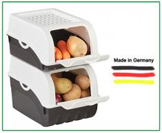 Novaliv Kartoffel Aufbewahrungsbox | mittel 5L | Weiss | Kartoffelbox | Gemüsebox stapelbar Zwiebelbox Kartoffelkorb Obstbehälter Kartoffelkiste Zwiebel Aufbewahrung Frischhaltedose Möhren