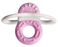 MAM Bite & Relax Phase 1 Mini Beißring, Zahnungshilfe speziell für die Vorderzähne, extra kleiner und leichter Beißring für Babys, ab 2+ Monate, rosa
