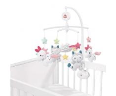 Fehn 057027 Musik-Mobile Aiko & Yuki – Mobile mit sanfter Melodie und flauschigen Figuren – Mit Befestigung – Für Babys von 0-5 Monaten – Größe: Ø 40 cm, Höhe: 65 cm