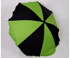 BAMBINIWELT Sonnenschirm für Kinderwagen *20 FARBEN* Ø68cm UV-Schutz50+ Schirm Sonnensegel Sonnenschutz (Schwarz/Grün)