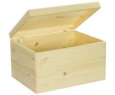 LAUBLUST Große Holzkiste mit Deckel - 40x30x24cm, Natur, FSC® | Allzweck-Kiste aus Holz - Aufbewahrungskiste | Geschenk-Verpackung | Deko-Kasten zum Basteln | Spielzeug-Truhe | Erinnerungsbox
