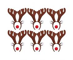 I LOVE FANCY DRESS LTD 6 Rudolf RED Nose Santa Rentier HÖRNER GEWEIHE MIT 6 ROTEN Schaumstoff NASEN = Betriebsfeier Weihnachten Xmas Schlitten KOSTÜM VERKLEIDUNG Fasching Gruppen