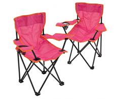 Nexos 2er Set Kinder Klappstuhl Campingstuhl Angelstuhl Gartenstuhl Strandstuhl Faltstuhl Sonnenstuhl mit Sicherung in Pink 62 x 56 x 35 cm