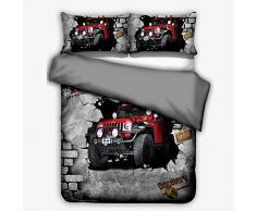 Jnsio 3 Teilig Bettwäsche Set Baumwolle Grau Kissenbezug Lokomotivereihe Dunkelroter Buggy Bettbezug Set Bettwäsche Set 1 Personen Mikrofaser Gemütlich Softness Kissenbezug,228x228cm