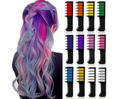 12 Stück Haarkreide Kamm, Kalolary sofortiges Haar-Farben-Kreide-Kamm-Haarfärbemittel langlebige temporäre Schimmer-Haar-Farben-Creme für Partei-Ventilatoren Cosplay DIY