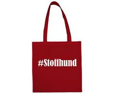 Tasche #Stoffhund Größe 38x42 Farbe Rot Druck Weiss