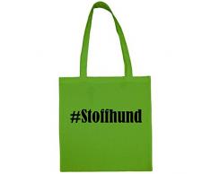 Tasche#StoffhundGröße38x42FarbeGrünDruckSchwarz