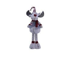 Deko Figur Weihnachtsfigur Stoffelch mit Teleskopbeine höhenverstellbar von 65 bis 101 cm groß Weihnachtsdeko XL Weihnachtselch für Weihnachten