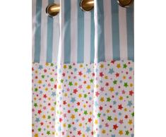 Homescapes Vorhang Kinderzimmer Ösenvorhang Kindervorhang Stars Multi 2er Set bunt 137 x 182 cm (Breite x Länge je Vorhang) 100% reine Baumwolle