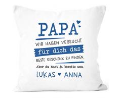 SpecialMe® Kissen-Bezug personalisiertes Geschenk Spruch Papa/Mama wir Habe versucht Finden anpassbare Namen Dekokissen Papa 2 weiß Unisize