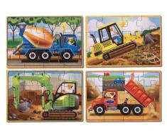 Melissa & Doug 4 verschiedene Holzpuzzle - Baustelle (48 Teile)