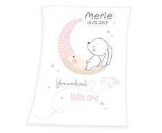 Wolimbo Soft-Peach Babydecke mit Wunsch-Namen und KLEINER HASE Motiv 75x100 cm - personalisierte/individuelle Geschenke für Babys und Kinder zur Geburt, Taufe und Geburtstag
