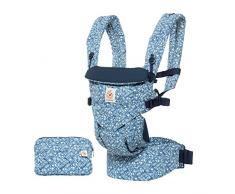 Ergobaby Babytrage für Neugeborene ab Geburt, 4-Positionen Baby-Tragetasche Omni 360 Batik Indigo, Ergonomische Kindertrage Rückentrage