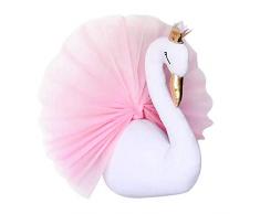 INGHU Kinderzimmer Geburtstag Dekor Geschenk Schwan 3D Kuscheltier Spielzeug Puppe Golden Crown Wandkunst(Pink)