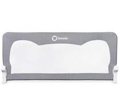 Lionelo Hanna Bettgitter Rausfallschutz 150 cm x 66 cm zusammenklappbar um 180 Grad luftiges Netz einfache Montage Standsafe-Blockade SecureBelt stabile Konstruktion, Grau