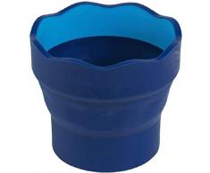 Faber-Castell 481600 Pinselset 4-teilig mit Softgriffstück Wasserbecher Malschürze (Komplett-Set, Blau, 3-teilig)