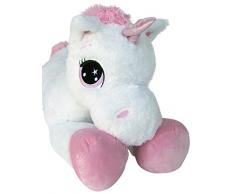 Wagner 9065 - Riesen Plüschtier XXL Plüsch Einhorn - liegend - 80 cm Gross in Weiss-pink Kuscheltier