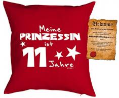 11 Geburtstag Mädchen Kissen - Kuschlekissen Kinder : Meine Prinzessin ist 11 Jahre -- Dekokissen mit Füllung - Farbe: rot