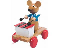 ZIEHTIER ZIEHFIGUR NACHZIEHTIER HOLZ MAUS m. XYLOPHON WOODY Holzspielzeug