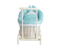 e-wicker24 EIN Wagen, EIN Bett für Puppen aus Weide, Spielzeug aus Weide, Puppenwagen aus Weide, Korbpuppenwagen, Weidenwagen