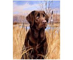 LSDEERE Malen nach Zahlen Erwachsene Kinder DIY Ölgemälde Labrador-Hund - 40x50cm Ohne Rahmen-Ohne_Rahmen Kreative Digitale Leinen Leinwand Neujahr Geschenk Haus Dekor