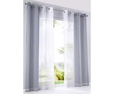 2er Pack Gardinen Vertikal Farbverlauf Druck Transparent »Modena« mit Ösen und Raffhalter, Vorhang, Dekoschal HxB 225x140 cm Grautöne, 10000183