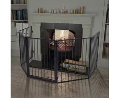 Tidyard Kaminschutzgitter für Tiere Stahl schwarz Heavy Fire Guard with Oven Protection Gate Pet Safety Gate Safety Gate Black