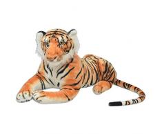 Festnight XXL Plüschtiger Tiger-Form Plüschtier 146x40cm Stofftiger Stofftier Plüsch Kuscheltier Spielzeug als Geschenk für Kinder - Braun