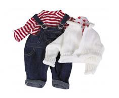 Götz 3401998 Babypuppen Latzhosen Set - Matrose Puppenbekleidung Gr. S - 4-teiliges Bekleidungs- und Zubehörset für Babypuppen von 30 - 33 cm