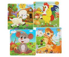 LEADSTAR Holzpuzzles, 4x20 Stücke Kinder Steckpuzzle Spielzeug , Anfänger Pädagogisches Spielzeug Jigsaw Puzzles Set, Holz Puzzle Blöcke Cube Puzzle Spielzeug Für Kinder Kinder Jungen Mädchen