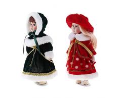 P Prettyia 2 STK. Viktorianische Mädchen Porzellanpuppe Sammlerfigur Mit Displayständer, Höhe: 30 cm