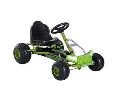 HOMCOM Kinder Go Kart Tretauto Pedalfahrzeug mit Handbremse und verstellbarem Sitz ab 3 Jahre Grün 95 x 66,5 x 57cm