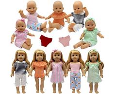ZITA ELEMENT 9 STK. Puppenkleidung Bekleidung Zubehör für 35-46cm Babypuppe Puppen Kleider Unterwäsche Stirnband Oberteil Hosen Puppenkleid Outfits