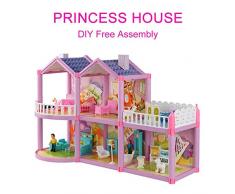 Puppenhaus Villa DIY nach Hause montiert Sweet Castle Modellsimulation Playset Spielzeug Set
