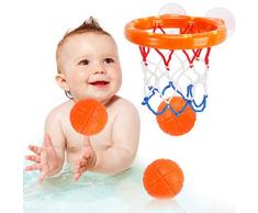 NASHRIO Baby Bad Spielzeug Spaß Basketball Korb und Ball Set, Jungen und Mädchen Bad Spielzeug Geschenk Set 3 Bälle