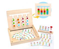 Montessori Spielzeug Holz Puzzle Sortierbox Kinder Lernspielzeug mit Sanduhr ab 3 4 5 Jahre alte Jungen und Mädchen,(MEHRWEG)