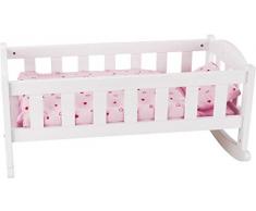 Goki 51587 Puppenwiege in weiß/rosa