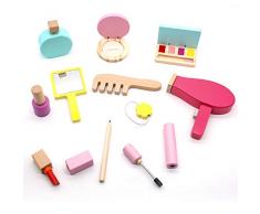 jerryvon Mädchen Kinder Rollenspiel Schminke Schönheit Holzspielzeug Kosmetik Set Täuschungsspielset Geschenk für Prinzessin ab 3 4 5 6 Jahre